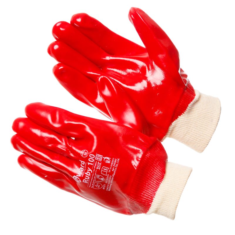 Перчатки Gward МБС ПВХ красные, Ruby100, PVC002