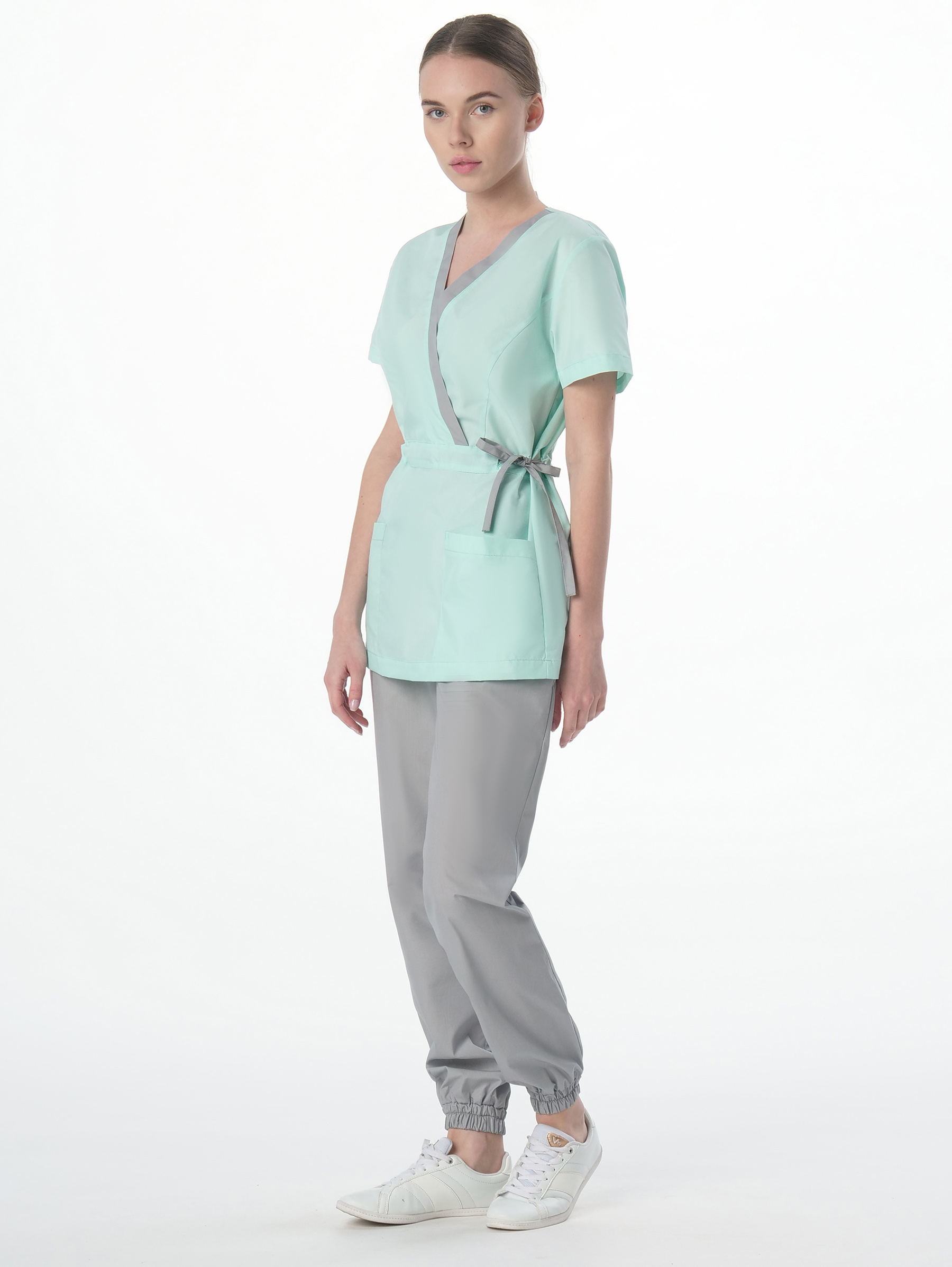 Костюм женский MedLine Арина (тк.Смесовая, 120), серый/мятный