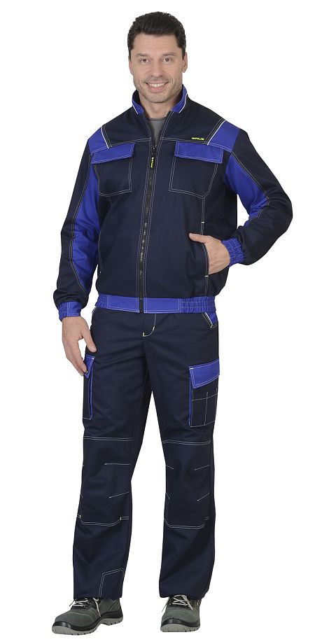 Костюм КАРАТ: куртка, брюки т.синий с васильковым