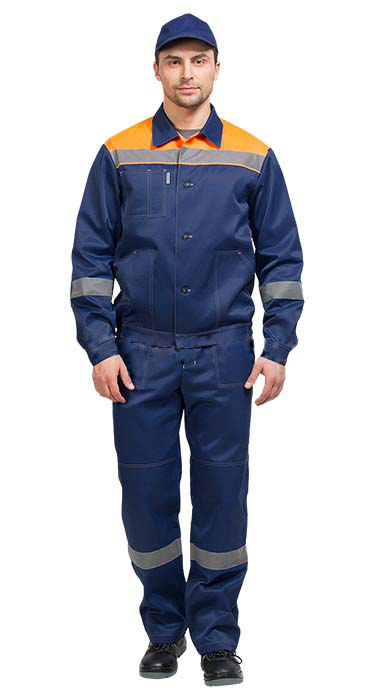 Костюм ЛЕГИОН-1: куртка, брюки, темно-синий с оранжевым