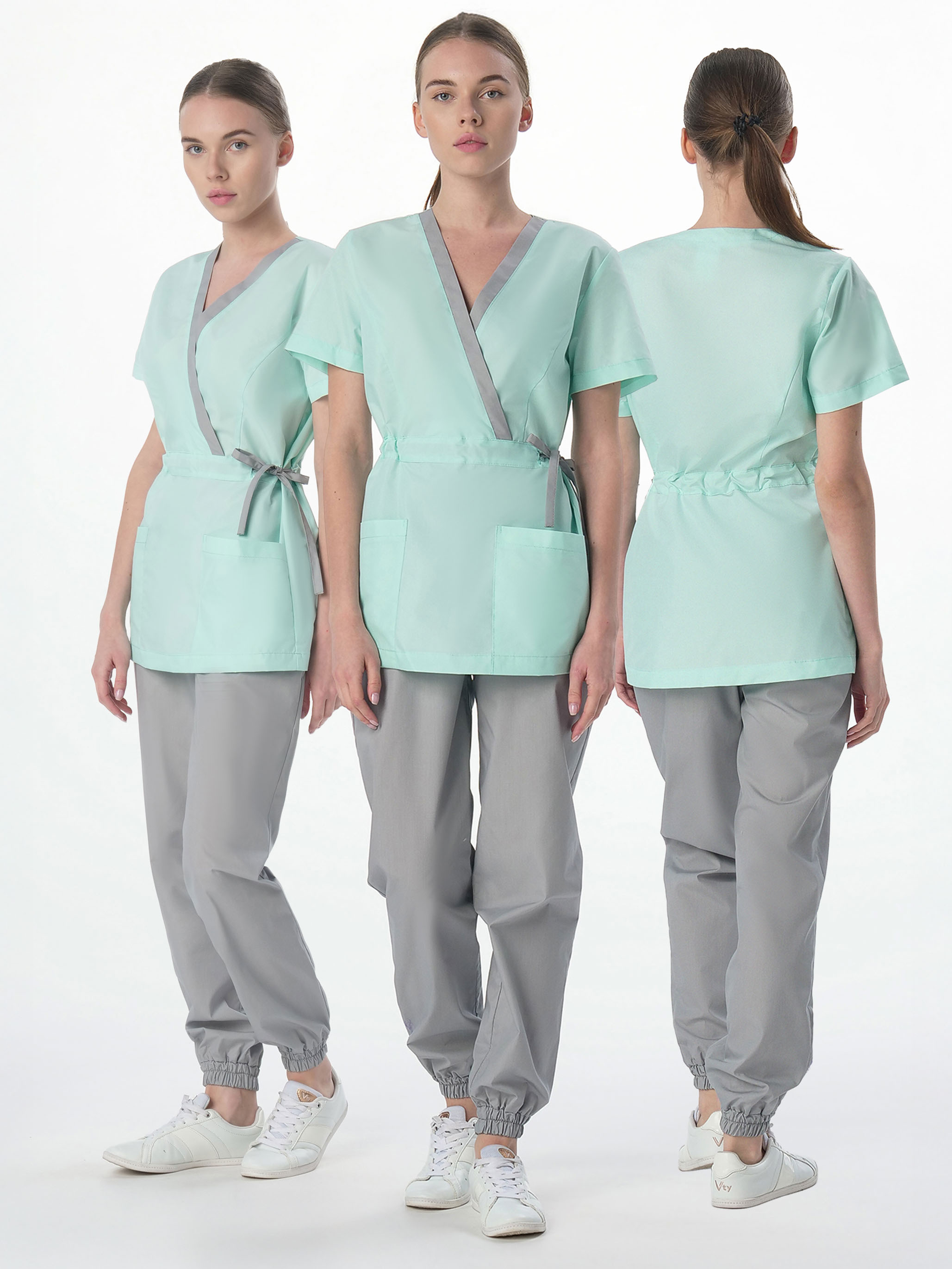 Костюм женский MedLine Арина (тк.Смесовая, 120), серый/мятный