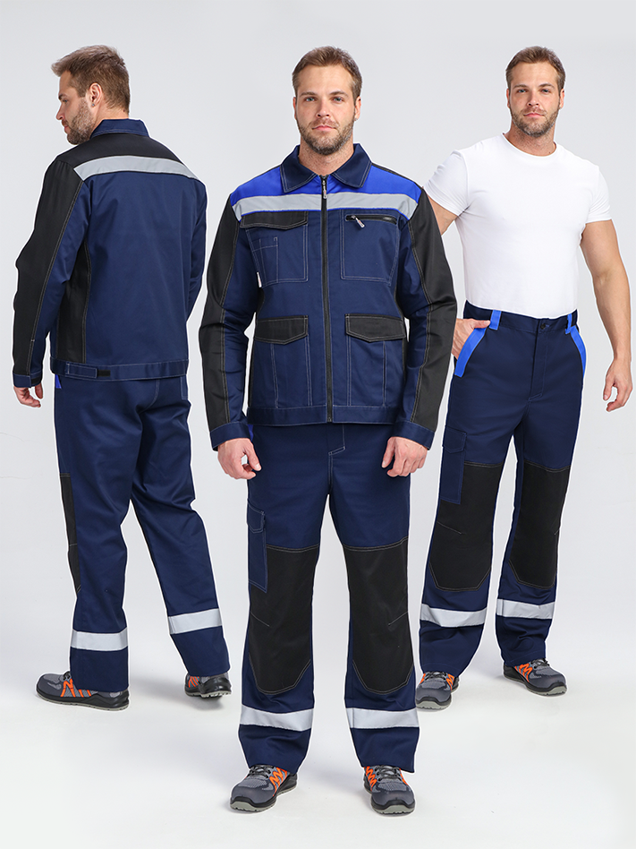 Костюм ProfLineBase-1 (тк.Твил,210) брюки, т.синий/черный/васильковый