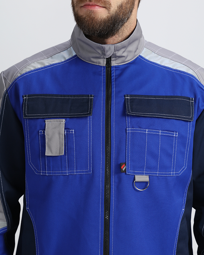 Костюм Вектрон-1 (тк.Смесовая,240) брюки, васильковый/т.синий/св.серый