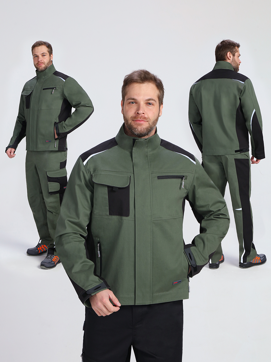 Куртка ProfLineLeader (тк.Хлопок/Спандекс,260), хаки/черный