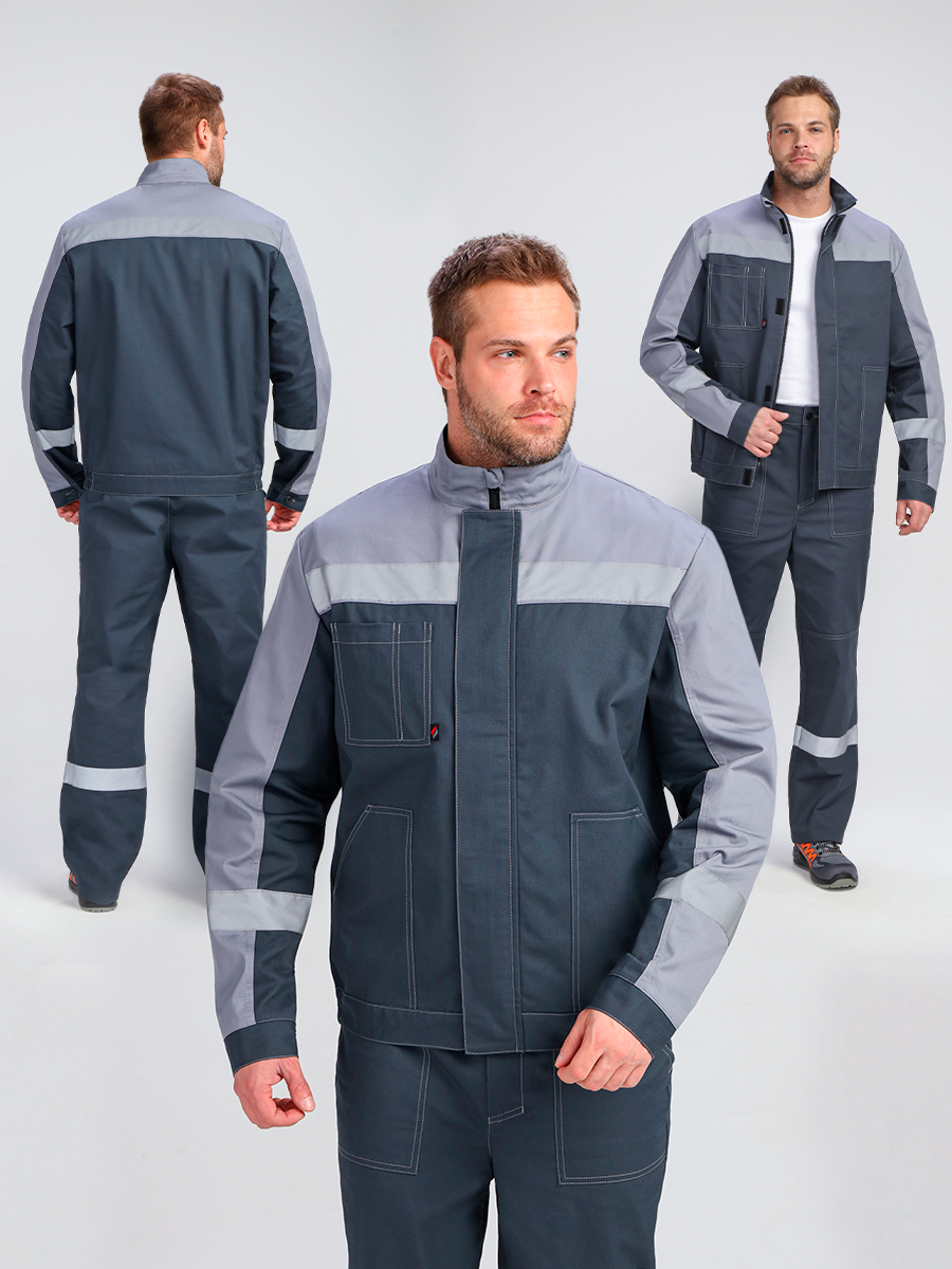 Костюм Бриготек-1 СОП (тк.Смесовая,250) брюки, т.серый/св.серый