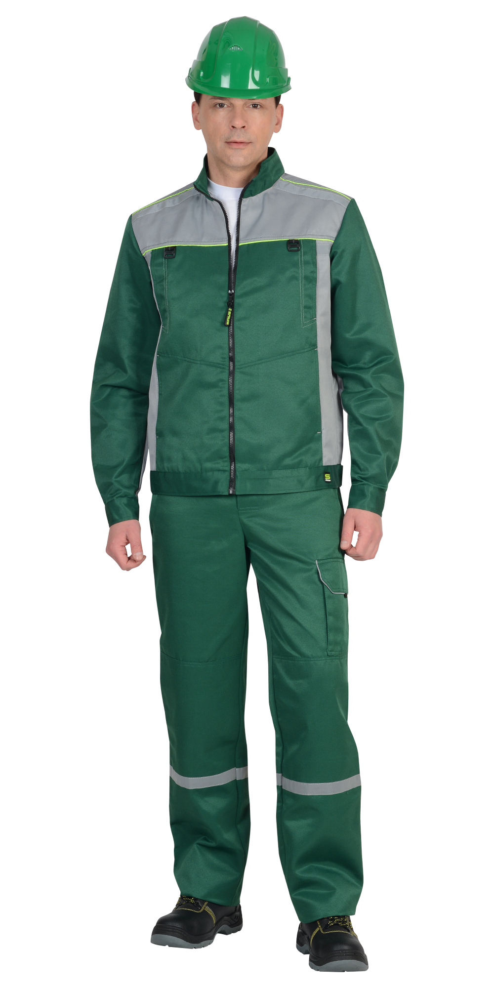 Костюм ПРАКТИК: куртка, п/комб зеленый с серым