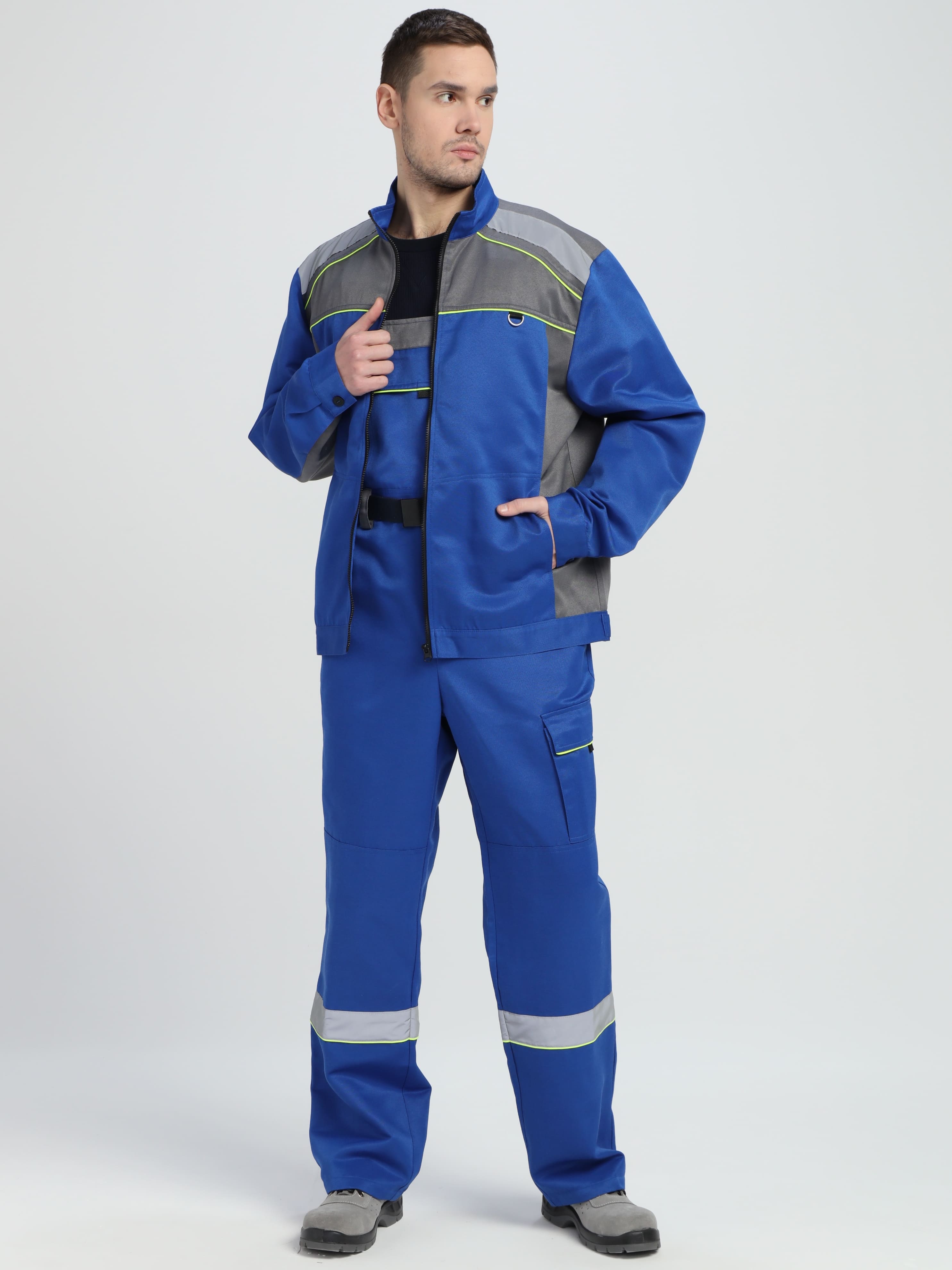 Костюм Практичный-2 СОП (тк.Смесовая,210) п/к, васильковый/серый
