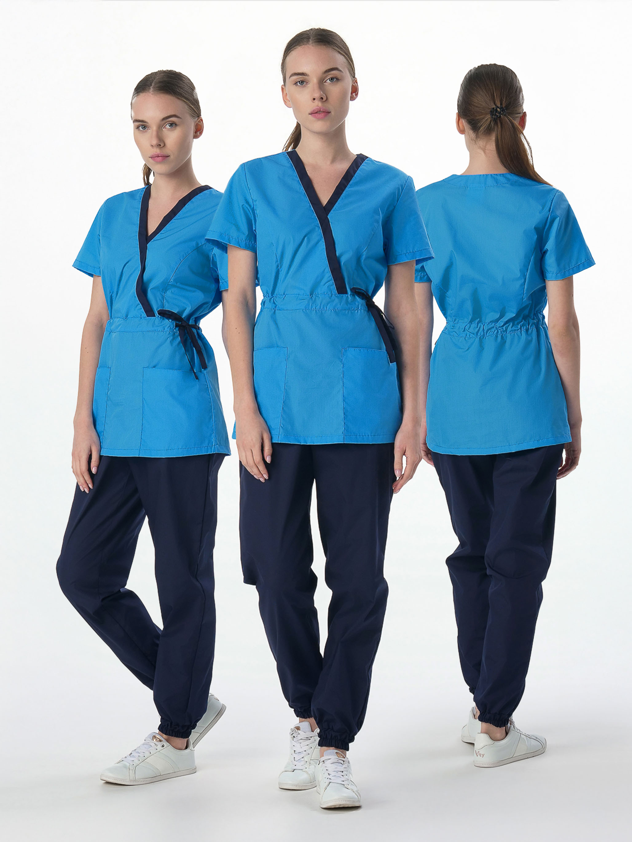 Костюм женский MedLine Арина (тк.Смесовая,120), т.синий/ярко-голубой