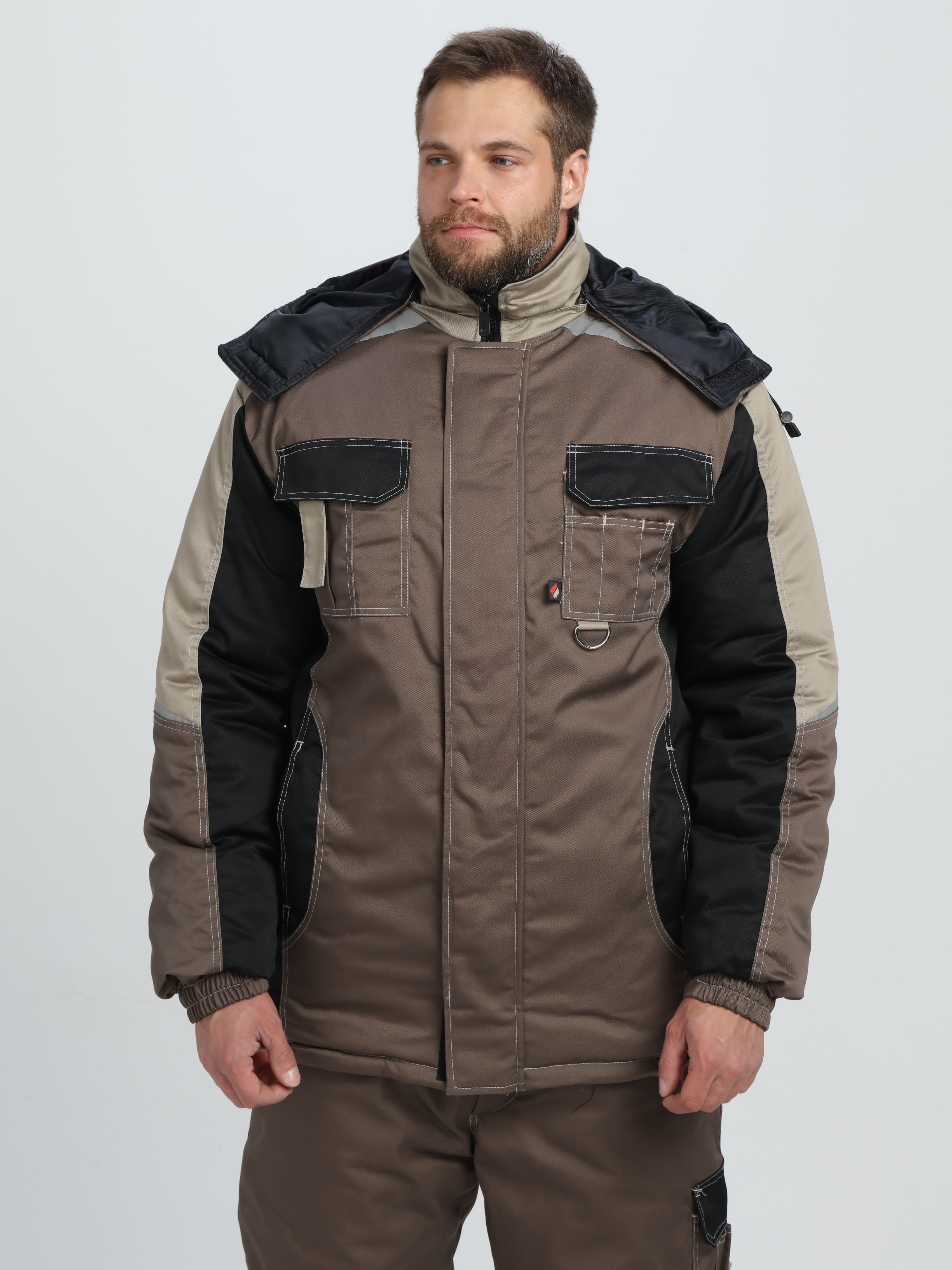 Костюм зимний Вектрон-1 (тк.Смесовая,240) брюки, коричневый/черный/бежевый