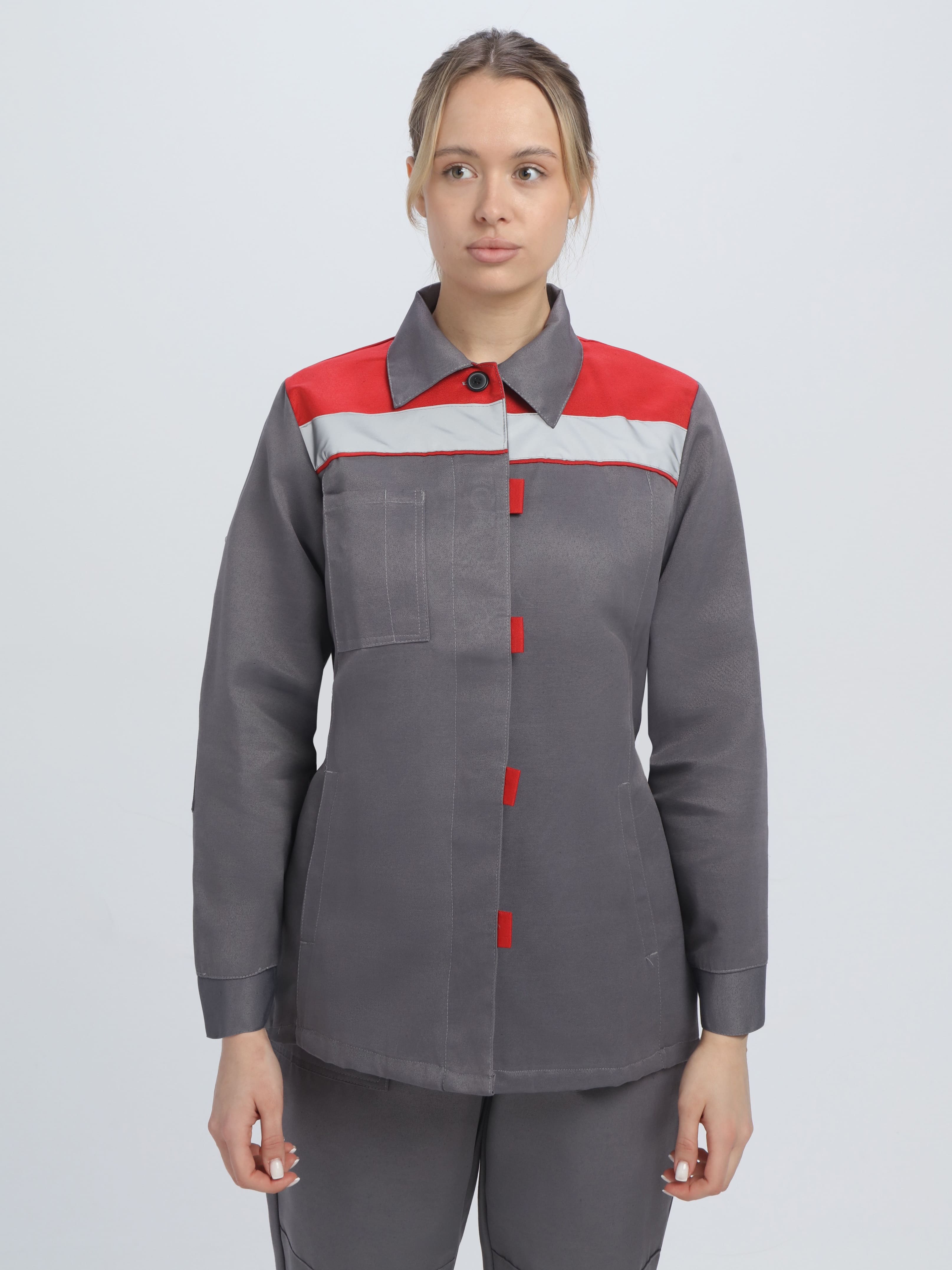 Костюм женский Веснис-1 СОП (тк.Смесовая,210) брюки, т.серый/красный