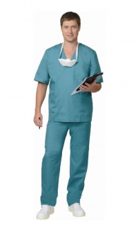 Костюм хирурга универсальный: блуза, брюки зелёный