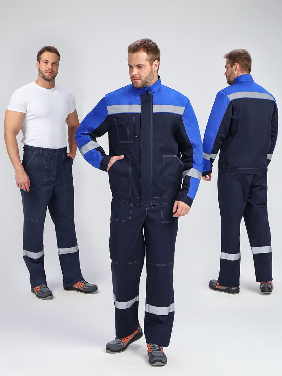 Костюм Бриготек-1 СОП (тк.Смесовая,250) брюки, т.синий/васильковый