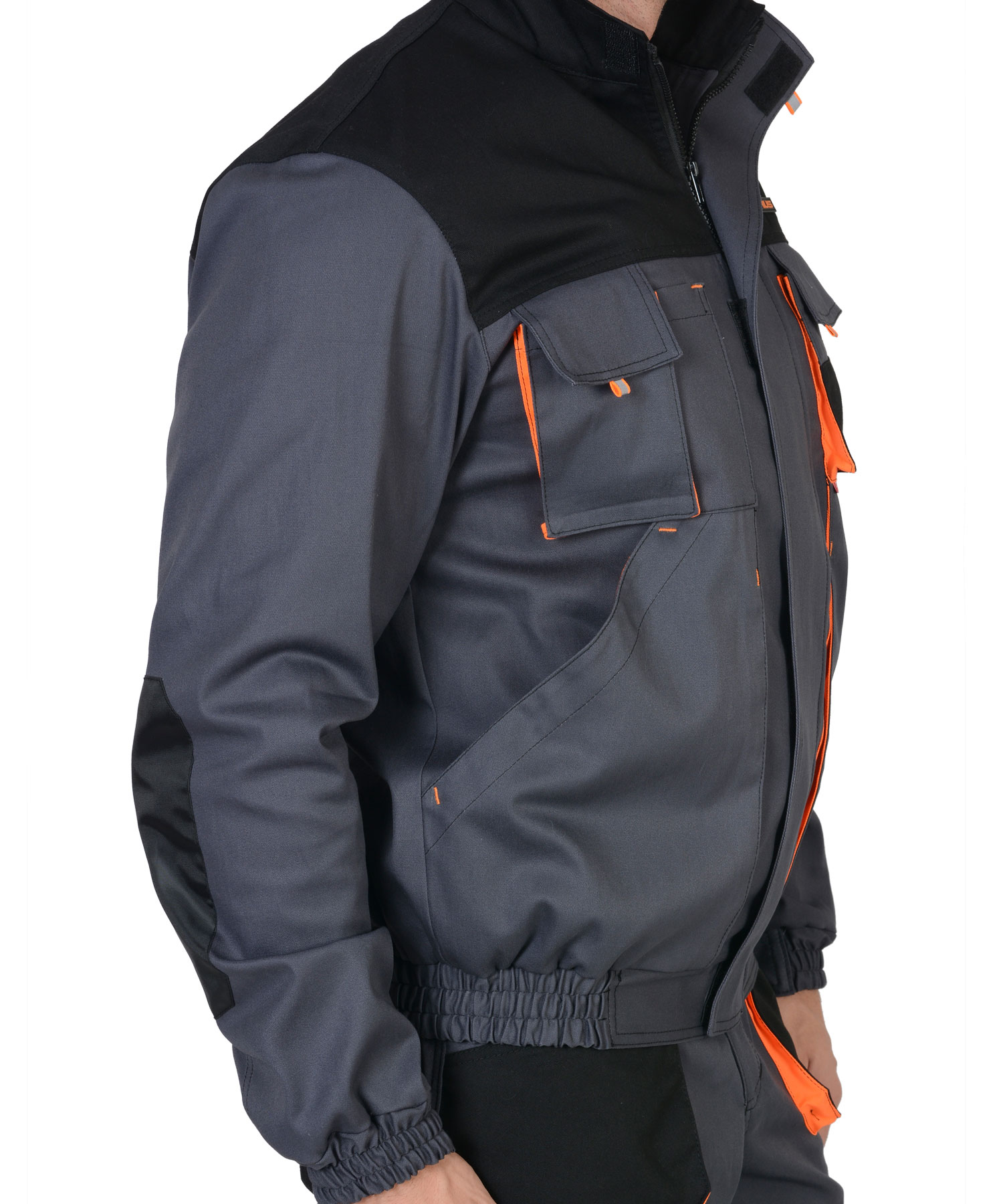 Куртка МАНХЕТТЕН короткая темно-серая с оранжевым и черным