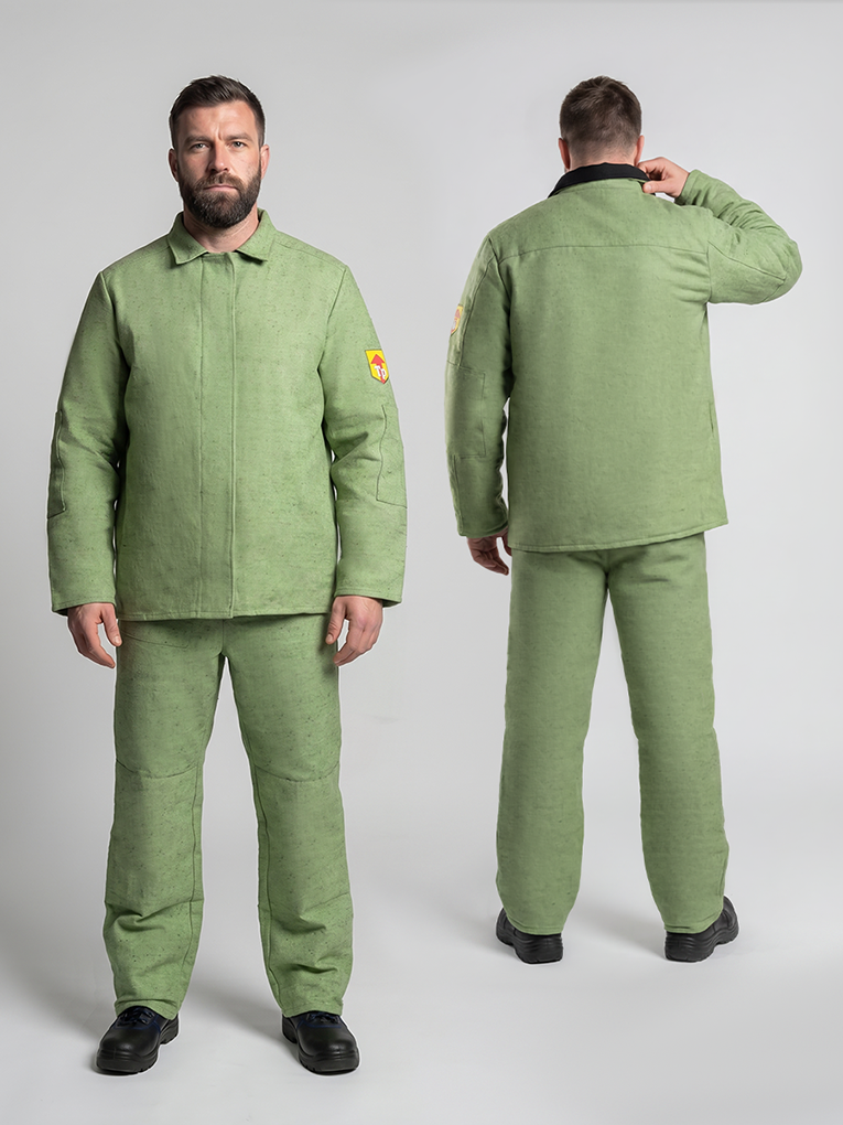 Костюм сварщика усиленный 1 кл.защиты ЭКО (тк.Брезент, 480), хаки