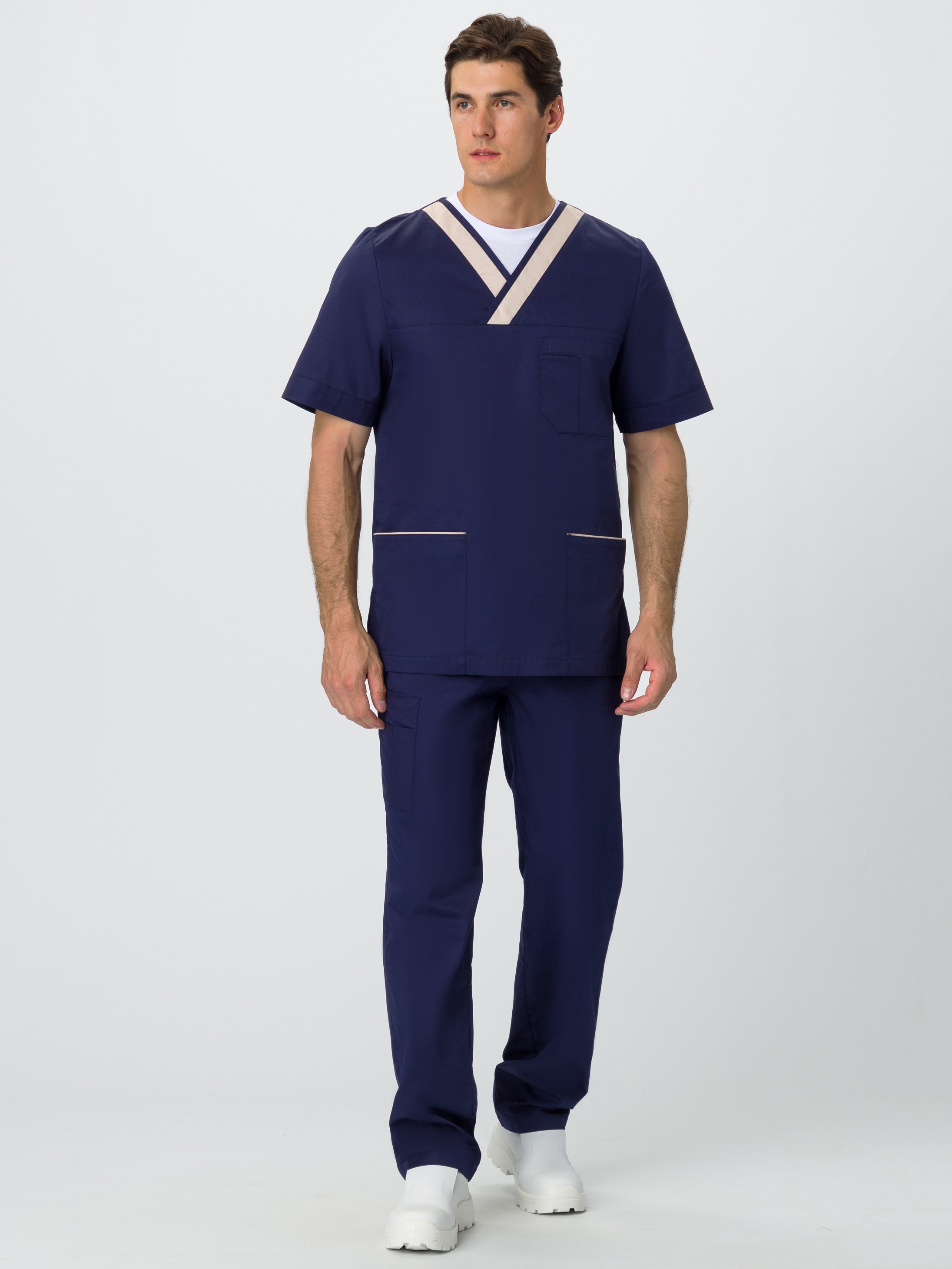 Костюм мужской MedLine Марк (тк.Смесовая,120), т.синий/бежевый