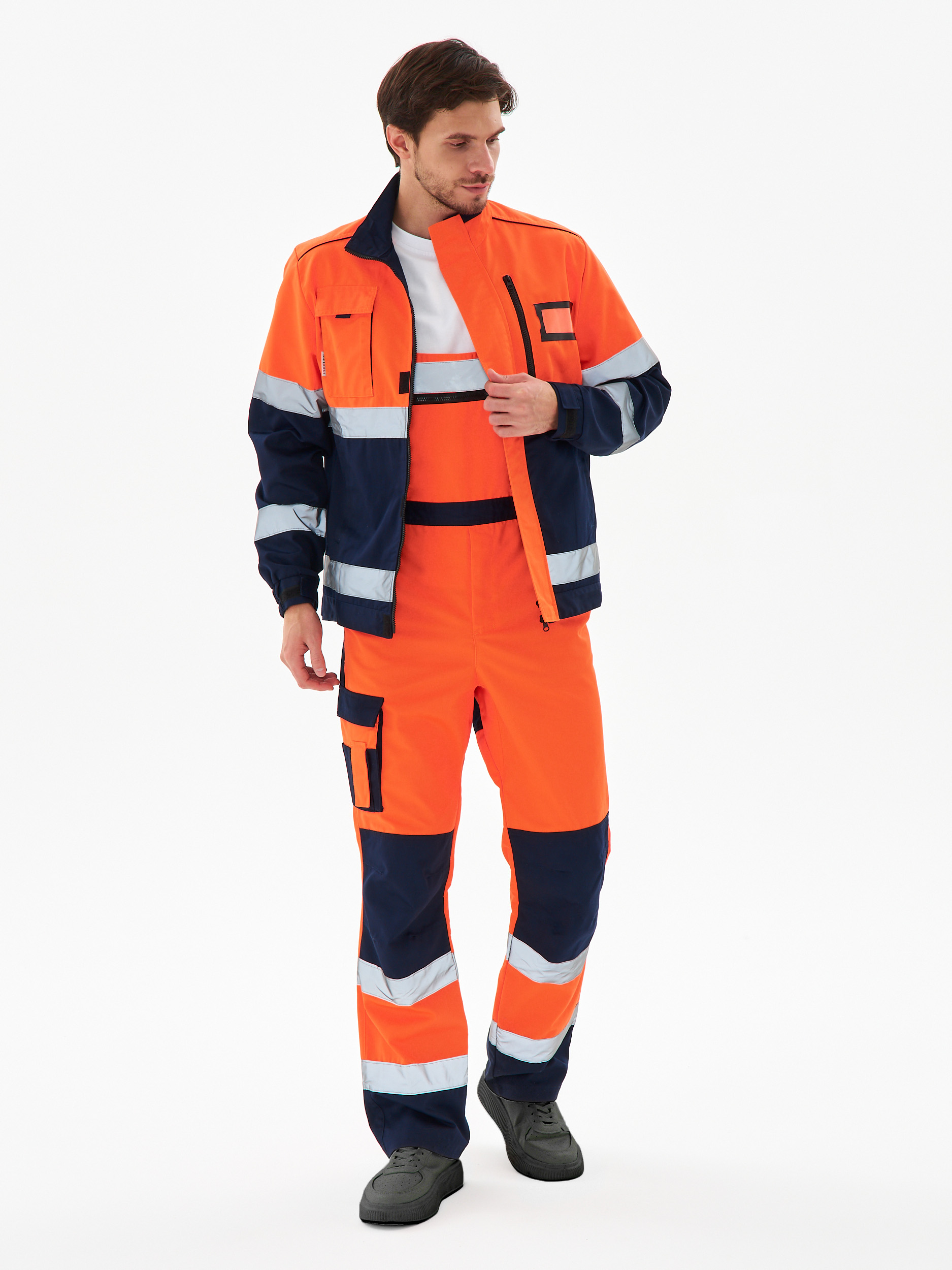 Костюм сигнальный ProfLineSpecialist-2 (тк.Смесовая МВО,240) п/к, оранжевый/т.синий