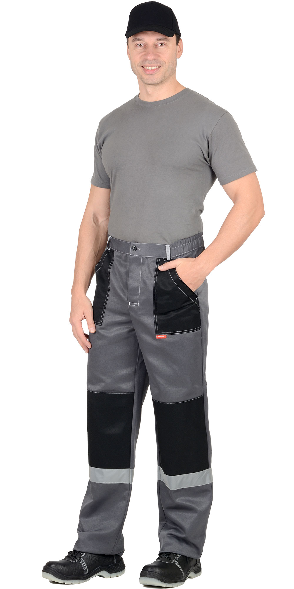 Костюм "ЛИГОР" : куртка, брюки, серый со светло серым и черным