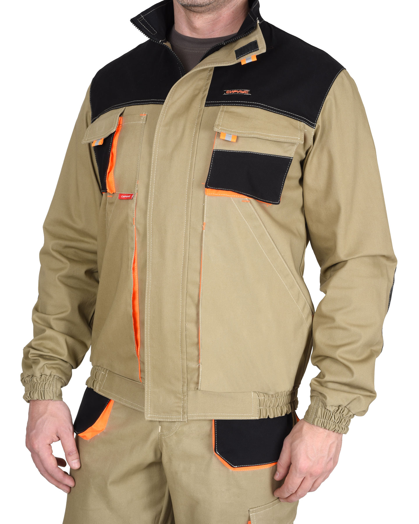 Куртка МАНХЕТТЕН короткая песочный с оранжевым и черным