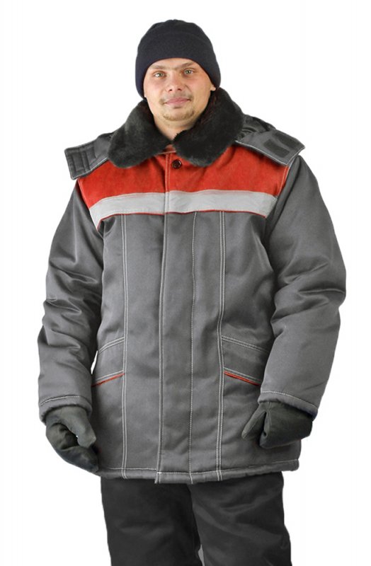 Куртка УРАЛ цвет: т.серый/красный
