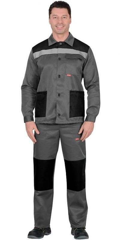 Костюм "СТАНДАРТ-1" куртка, брюки ср.серый с черным СОП 50мм