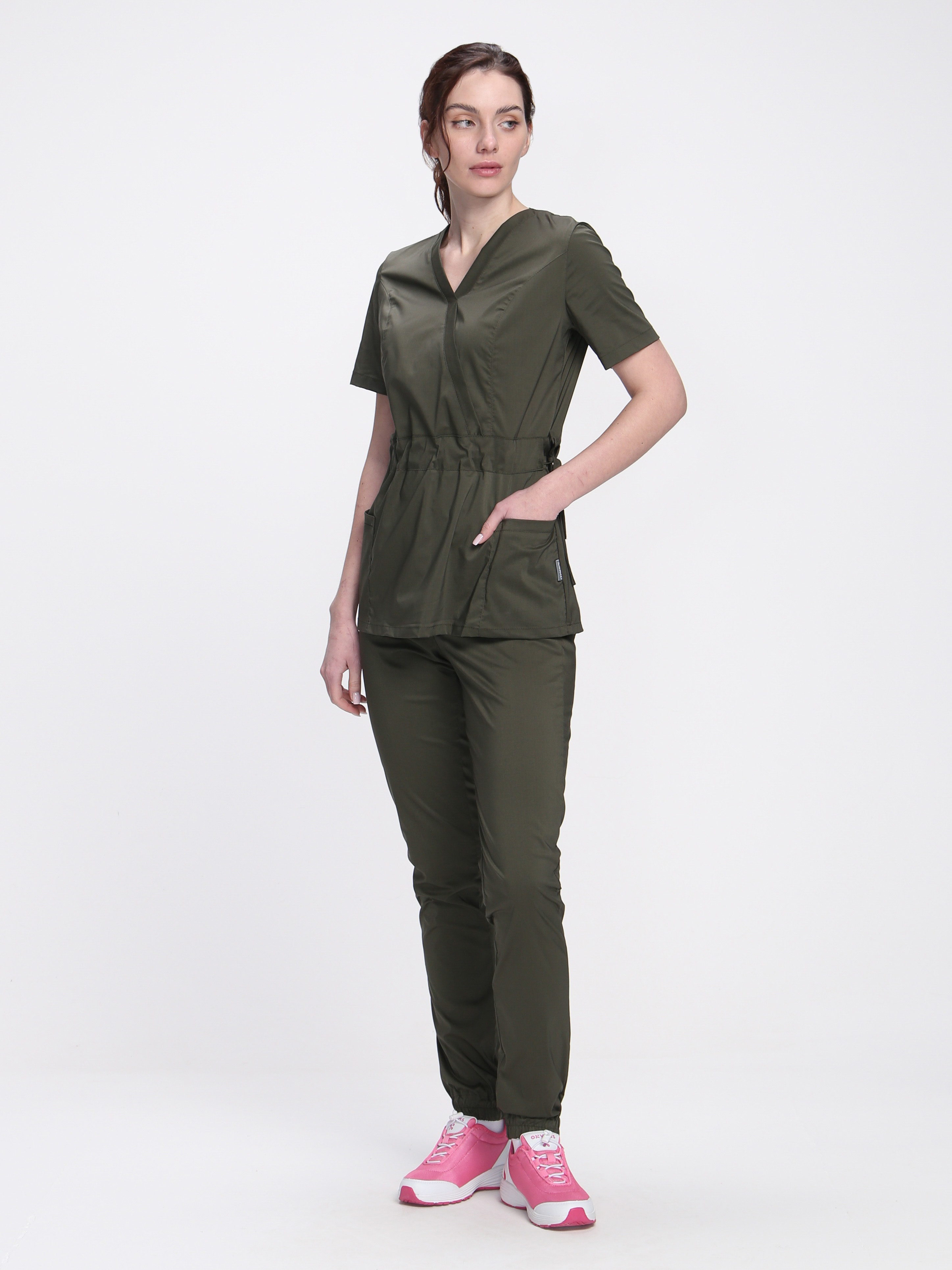 Костюм женский хирургический MedLine (тк.Стрейч,120), хаки