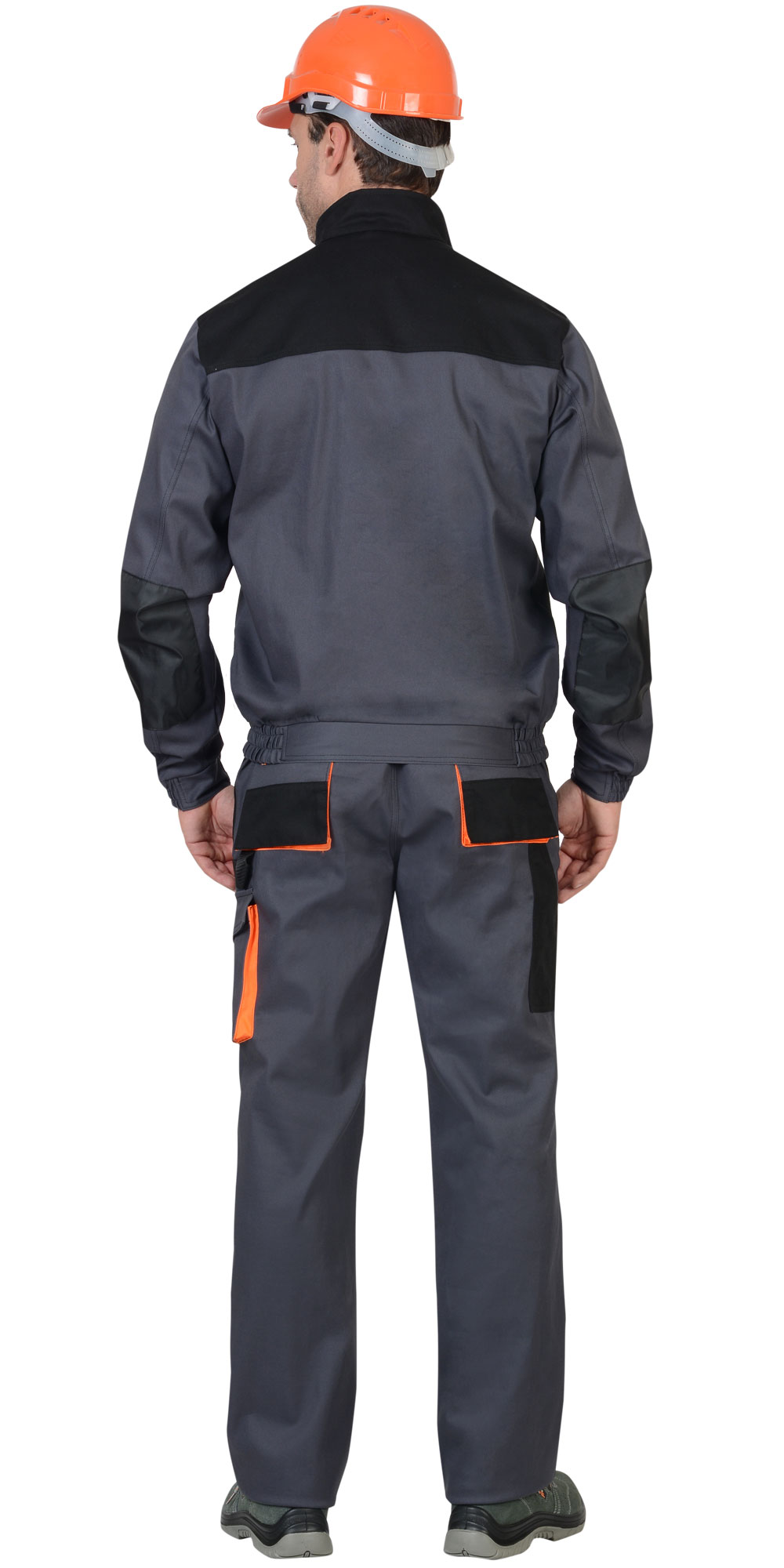 Костюм МАНХЕТТЕН: короткая куртка, брюки, т.серый с оранжевым и черным