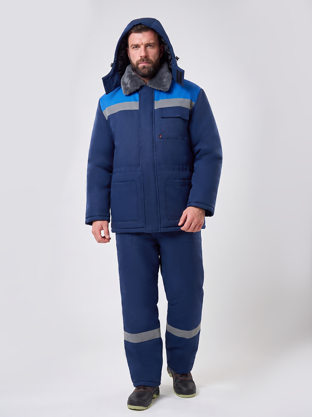 Костюм зимний Квайл-1 СОП (тк.Смесовая,210) брюки, т.синий/васильковый
