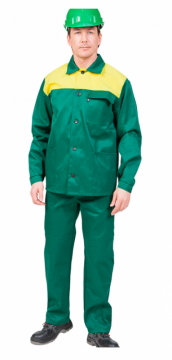 Костюм СТАНДАРТ-1: куртка, брюки, зелёный с жёлтым