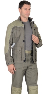 Куртка ВЕСТ-ВОРК удлиненная, т.оливковая со св.оливковым